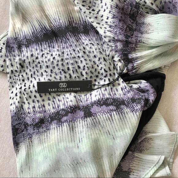 Tart Collection NWT Blouse Purple & Teal Tie-Dye Style V-Neck Top - Picture 6 of 6